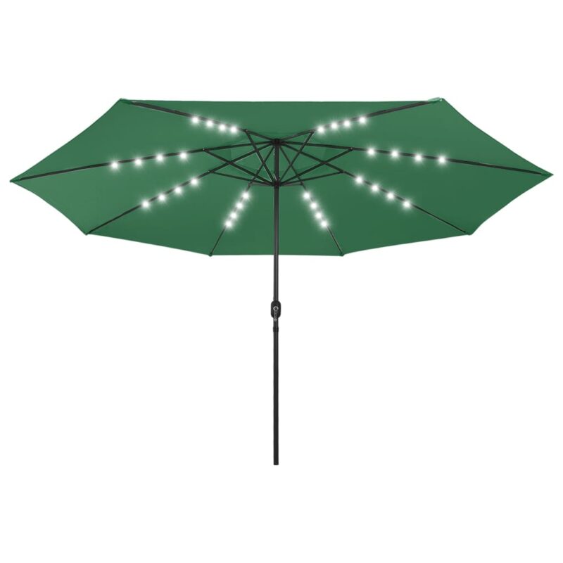 Parasol met LED-verlichting en metalen paal 400 cm groen