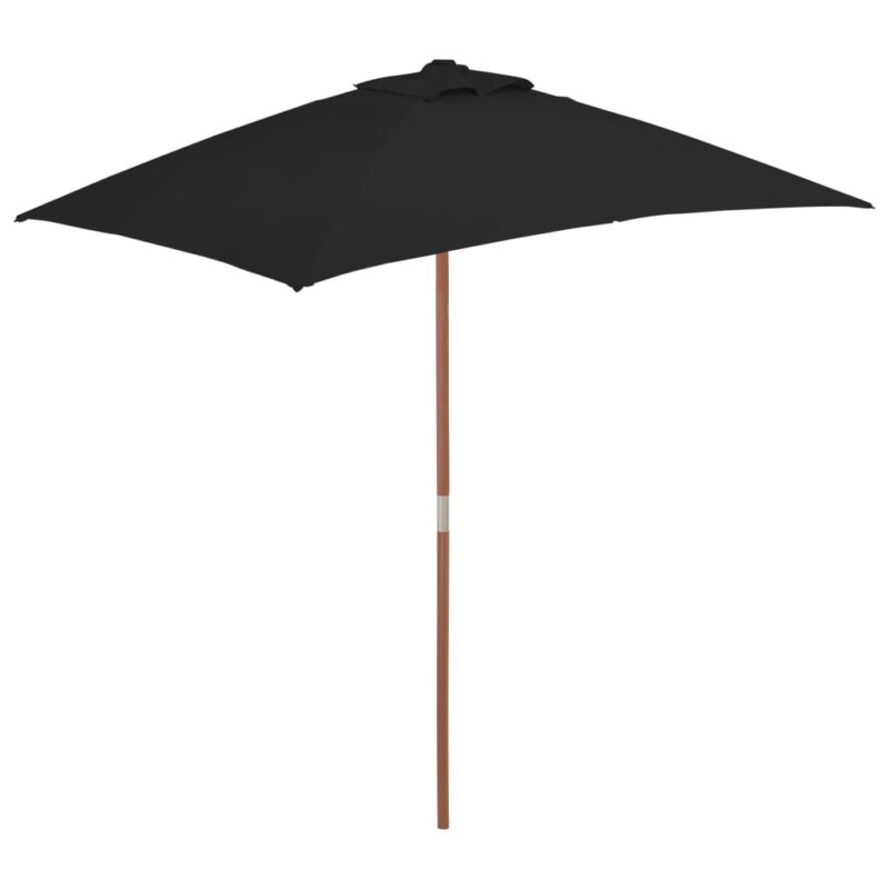 Parasol met houten paal 150x200 cm zwart