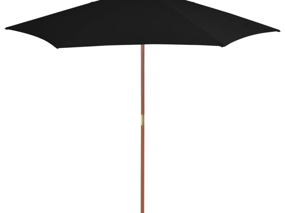 Parasol met houten paal 270 cm zwart
