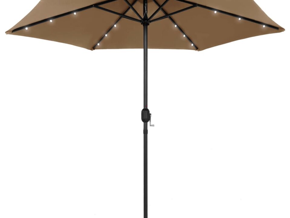 Parasol met LED-verlichting en aluminium paal 270 cm taupe