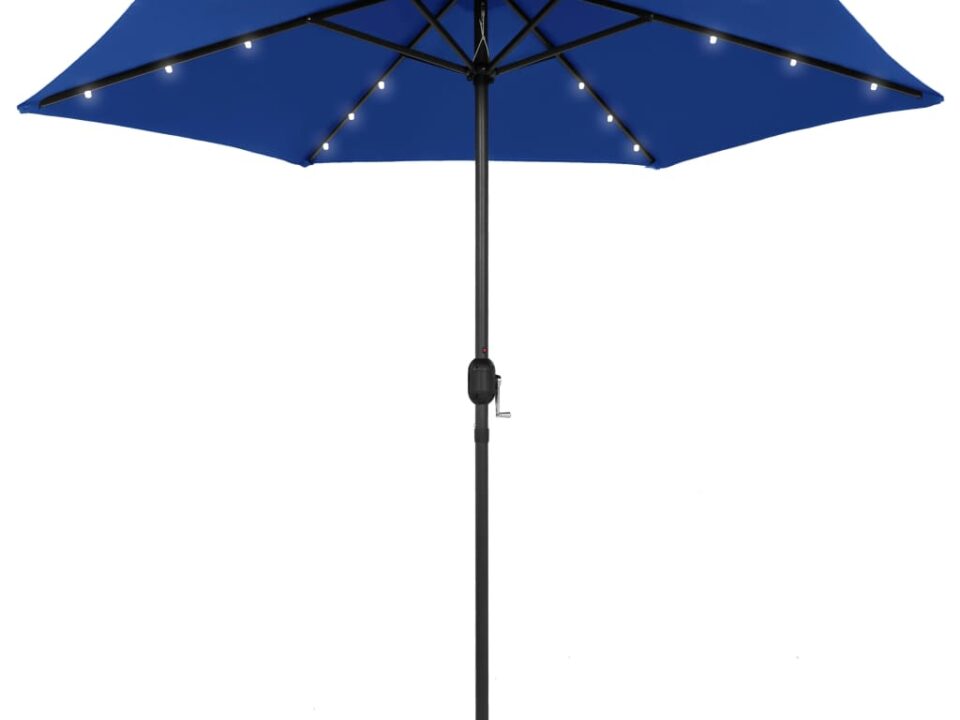 Parasol met LED-verlichting en aluminium paal 270 cm azuurblauw