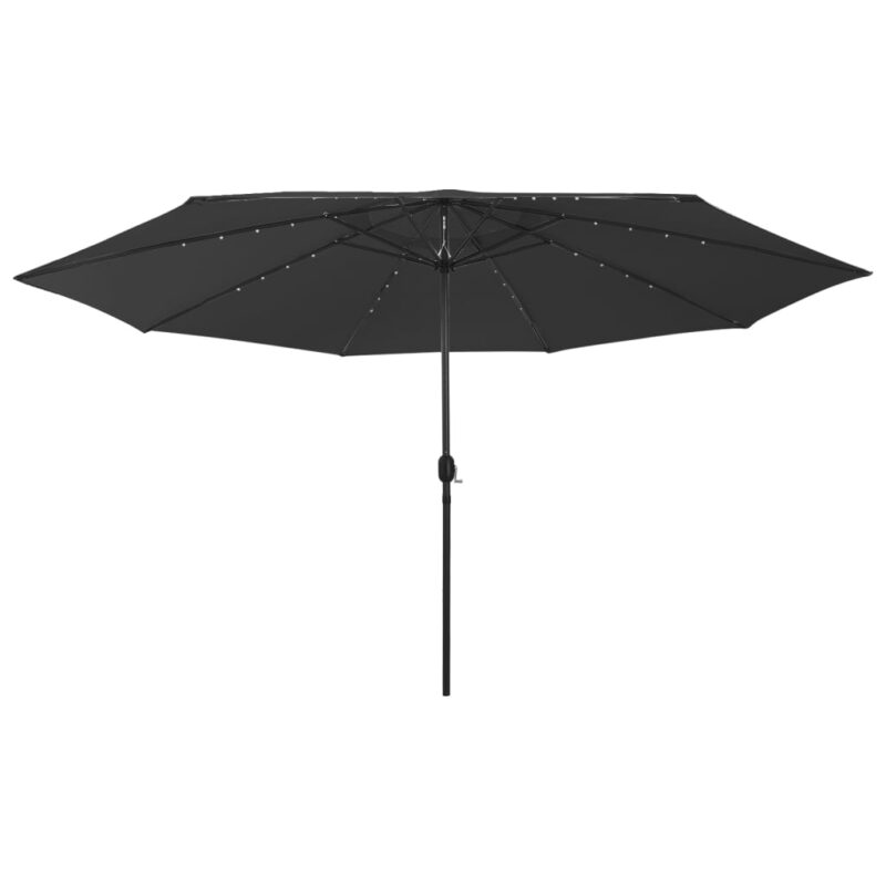 Parasol met LED-verlichting en metalen paal 400 cm zwart