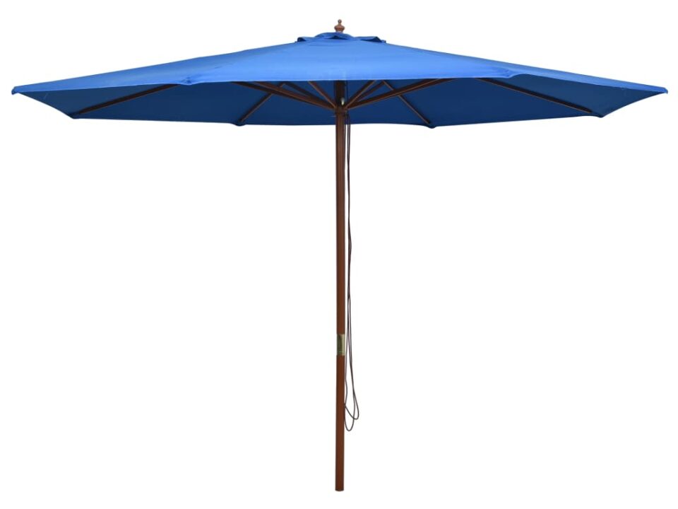 Parasol met houten paal 350 cm blauw