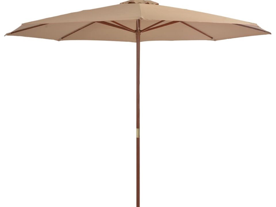 Parasol met houten paal 350 cm taupe