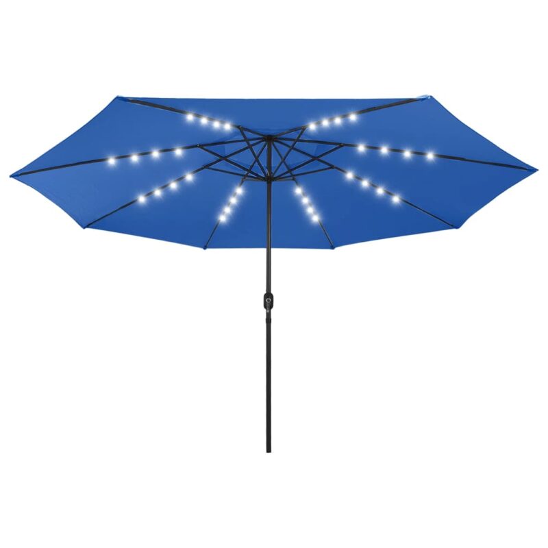 Parasol met LED-verlichting en metalen paal 400 cm azuurblauw